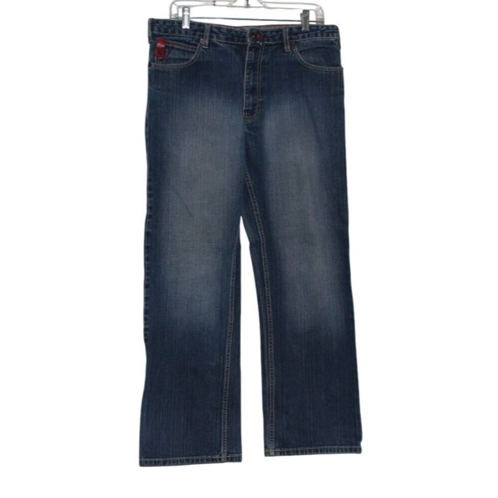 VINTAGE Paco Jeans Mens Straight Leg Medium Wash Denim Pants Embroidered 33x30